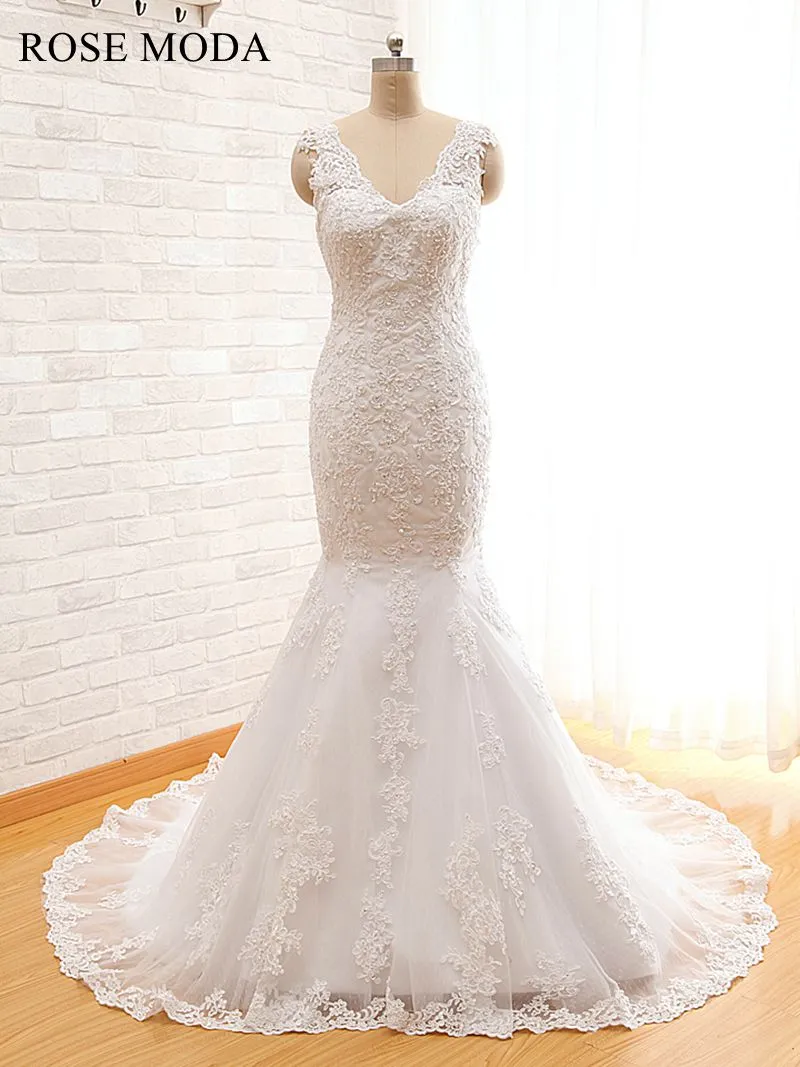 Rosemoda Delicate Beaded Lace Mermaid Wedding Dress