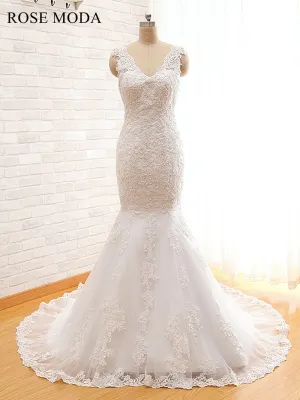Rosemoda Delicate Beaded Lace Mermaid Wedding Dress