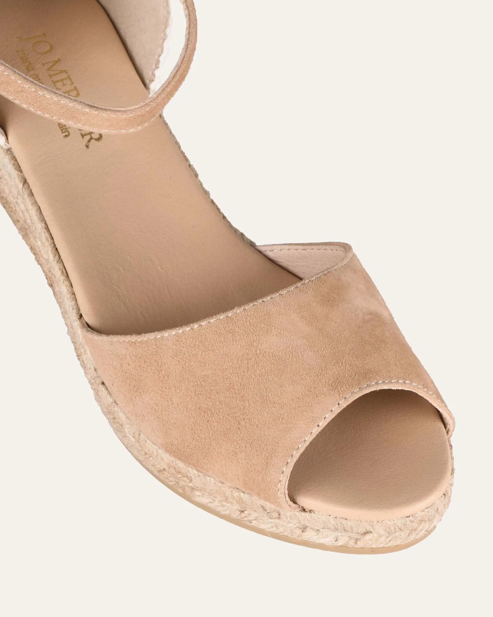 SANNA LOW HEEL WEDGE ESPADRILLE SANDALS CAMEL SUEDE