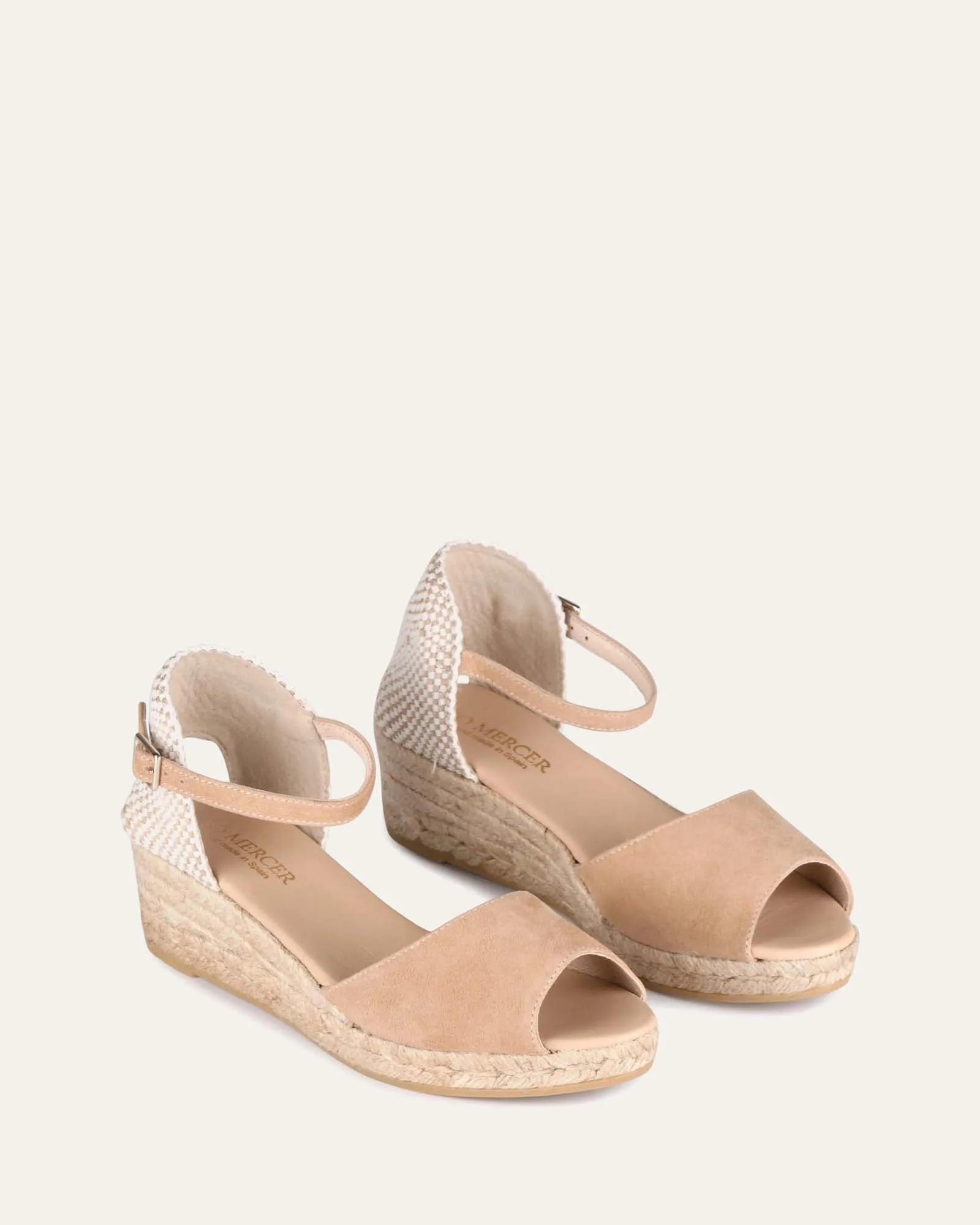 SANNA LOW HEEL WEDGE ESPADRILLE SANDALS CAMEL SUEDE