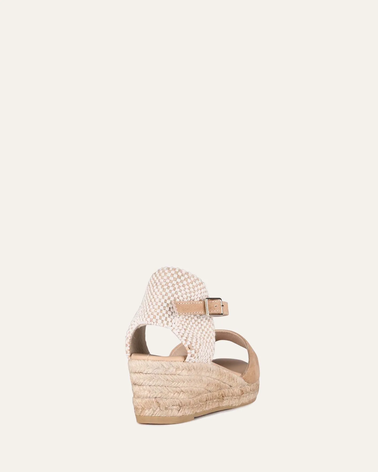 SANNA LOW HEEL WEDGE ESPADRILLE SANDALS CAMEL SUEDE