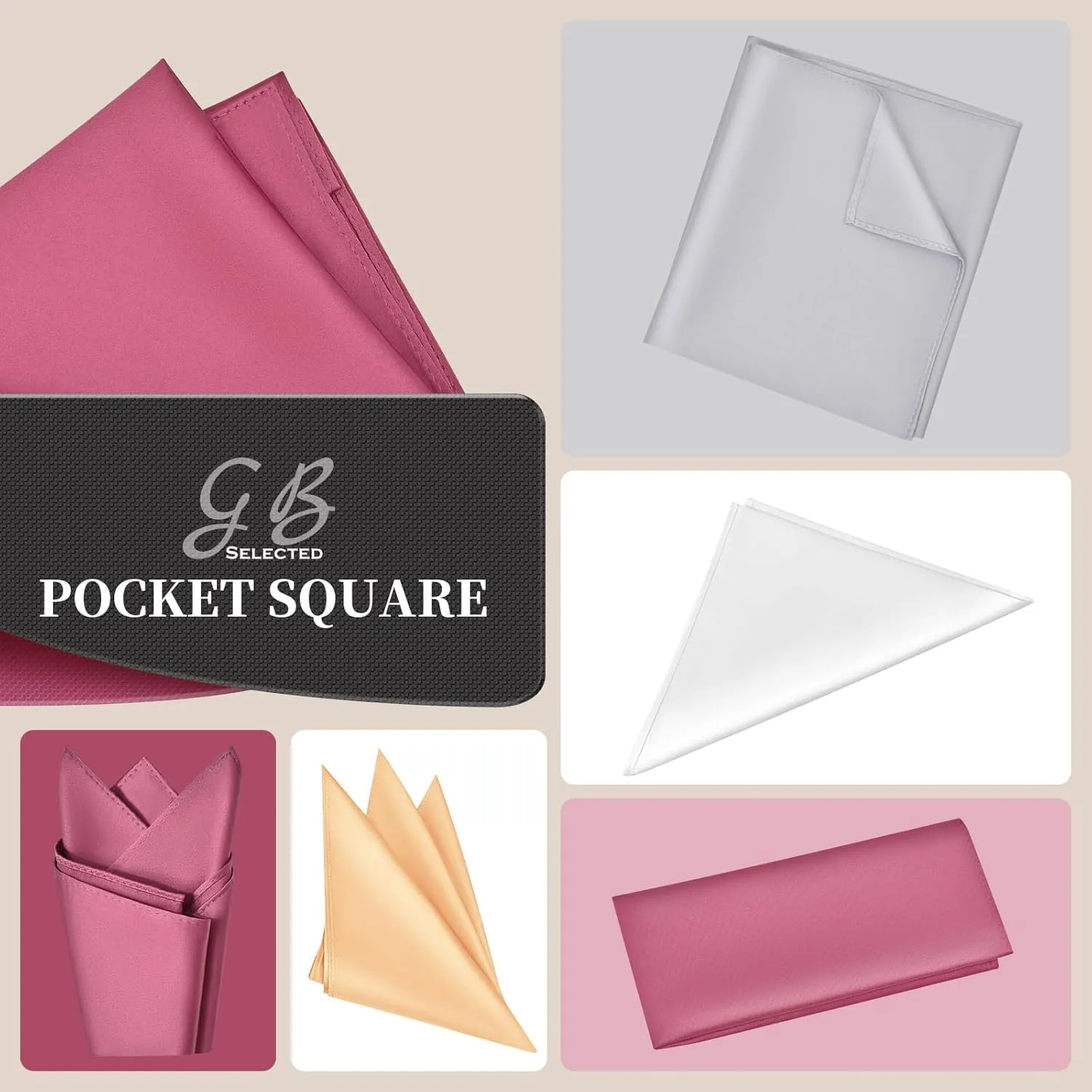 Satin Pocket Square for Men, Vegan Silk Suit Handkerchief