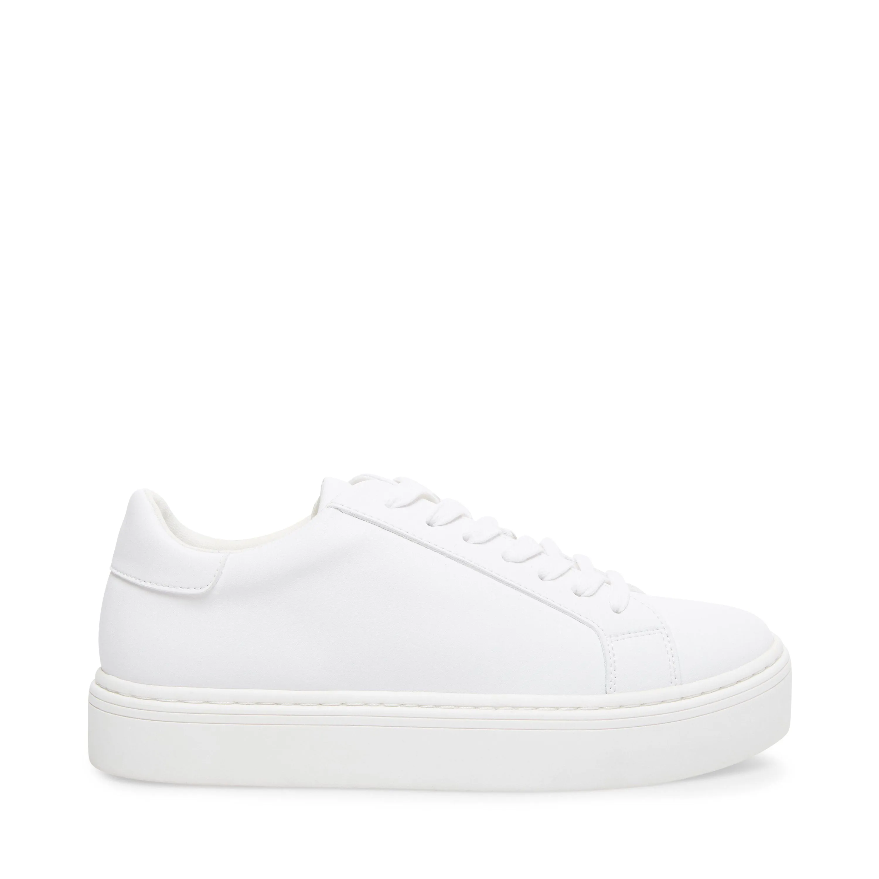Steve Madden Women's Bass Platform Rounded toe Sneakers White Leather