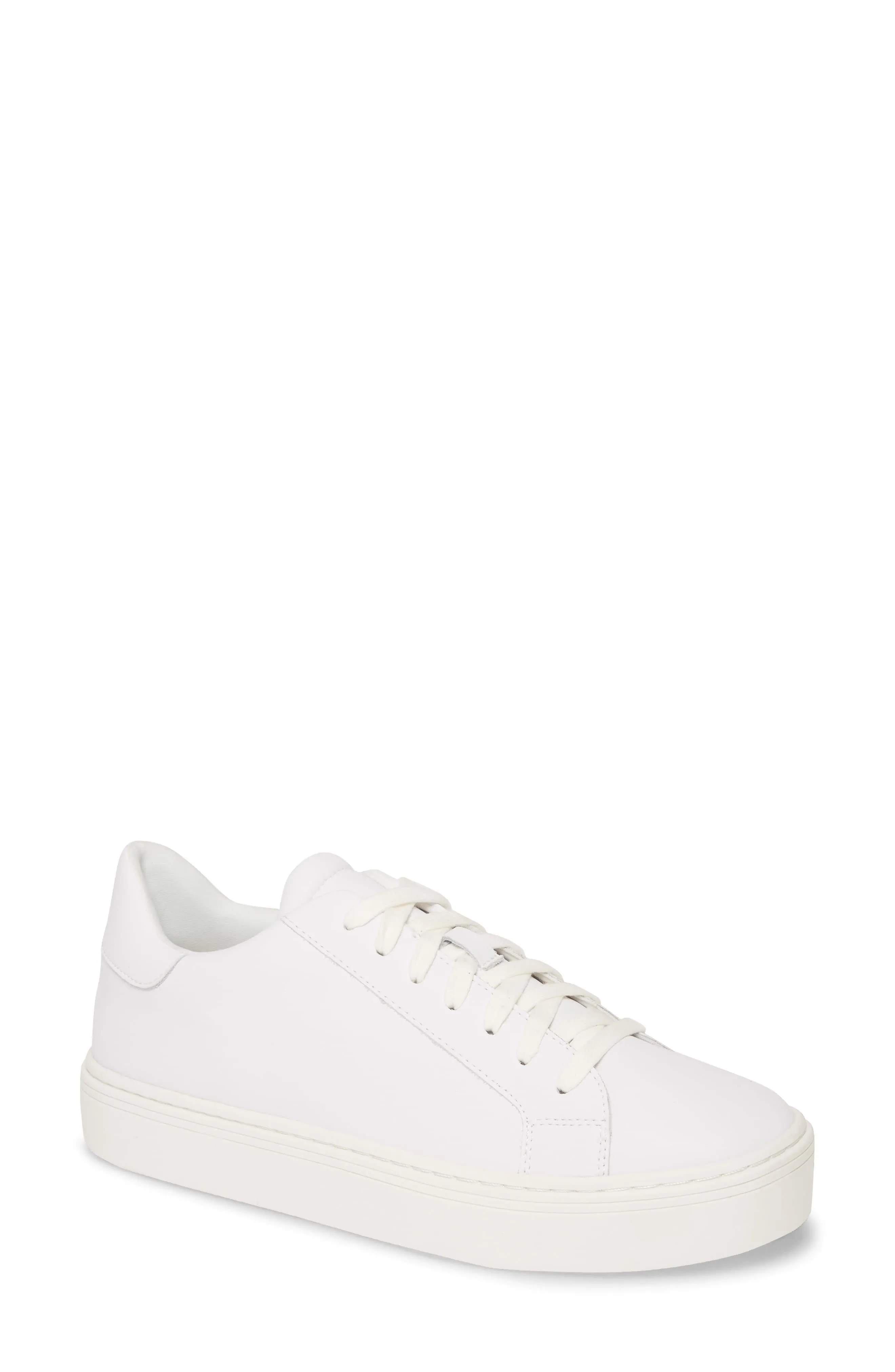 Steve Madden Women's Bass Platform Rounded toe Sneakers White Leather