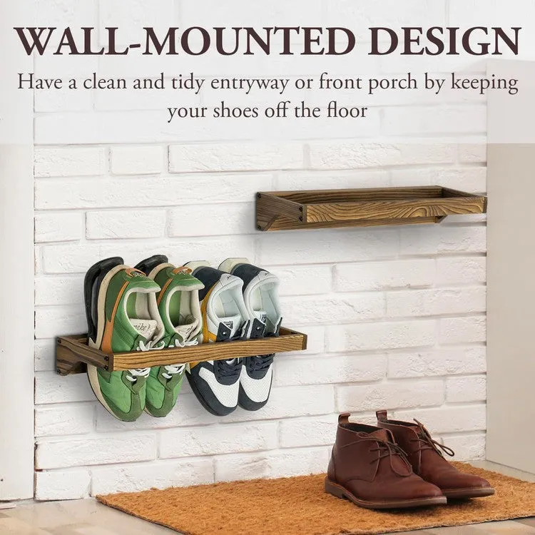 Wood Hanging Shoe Storage Organizer Racks, Wall Mounted Space Saving Footwear Holder