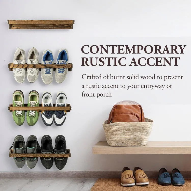 Wood Hanging Shoe Storage Organizer Racks, Wall Mounted Space Saving Footwear Holder
