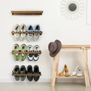 Wood Hanging Shoe Storage Organizer Racks, Wall Mounted Space Saving Footwear Holder